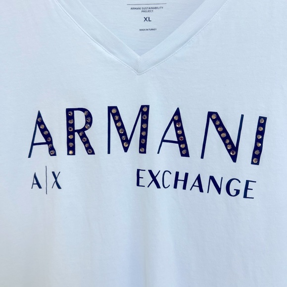 Armani Exchange White V-Neck T-Shirt - Picture 3 of 6